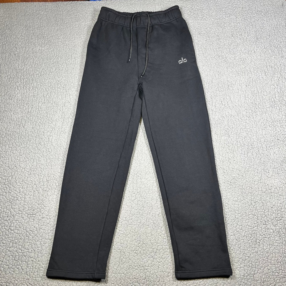 Alo Yoga Accolade Straight Leg Sweatpants Black Fleece Joggers Small 6565